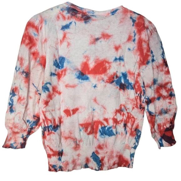 John + Jenn Chill Tie Dye Cropped Sweatshirt Lava Bust 1/2 Sleeve Size Small - Picture 5 of 8